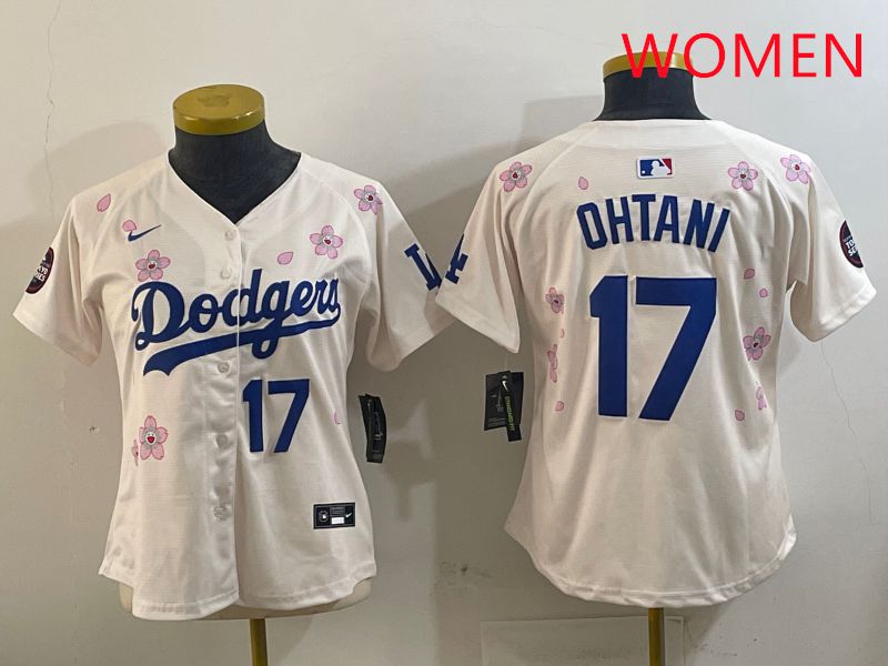 Women Los Angeles Dodgers #17 Ohtani Cream Sakura Edition 2025 Nike MLB Jersey style 8